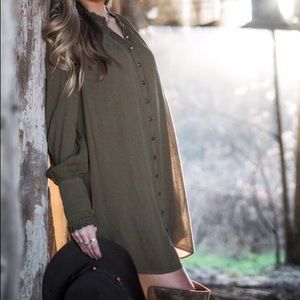 Free People Lieutenant Military Shirt Dress